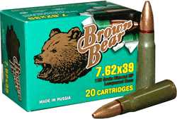 Brown Bear Rifle Ammunition AB762HP, 7.62 x 39 mm, Hollow Point (HP), 123 GR, 500 Rd/case