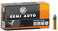 RWS Semi-Auto Rimfire Ammunition 2138601, 22 Long Rifle, LFB, 40 GR, 1164 fps, 50 Rd/bx