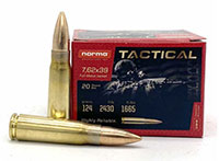 Norma Tactical Rifle Ammunition 295540020, 7.62x39mm, Full Metal Jacket, 124 Gr, 2430 FPS, 20 Rd/bx