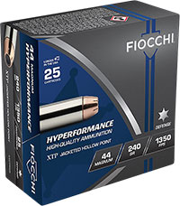 Fiocchi Extrema Handgun Ammunition 44XTP25, 44 Remington Mag, XTP Hollow Point (HP), 240 GR, 1350 fps, 25 Rd/bx