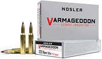 Nosler Varmageddon Rifle Ammunition 65137, 222 Remington, FB Tipped, 50 GR, 20 Rd/bx