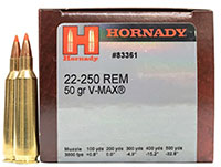 Hornady Superformance Varmint Rifle Ammunition 83361, 22-250 Remington, V-Max, 50 GR, 3800 fps, 50 Rd/bx