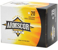 Armscor Pistol Ammunition AC40-3N, 40 Smith & Wesson, Jacketed Hollow Point, 180 GR, 20 Rd/bx