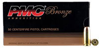 PMC Bronze Line Pistol Ammunition 40E, 40 S&W, Full Metal Jacket Flat Point, 180 GR, 985 fps, 50 Rd/bx