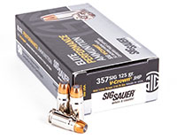 Sig Sauer Elite Performance Pistol Ammunition E357S150, 357 SIG, JHP V-Crown, 125 GR, 1356 fps, 50 Rd/bx