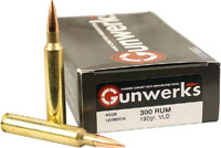 Gunwerks Berger VLD Rifle Ammunition M6028, 300 RUM, 190 gr, 3190 fps, 20 Rd/Bx