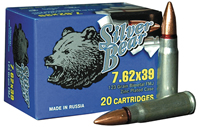 Silver Bear Rifle Ammunition A762NFMJ, 7.62x39, Full Metal Jacket (FMJ), 123 GR, 500 Rd/Case