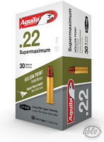 Aguila Super Maximum Rifle Ammunition 1B222297, 22 Long Rifle, Hollow Point (HP), 30 GR, 1750 fps, 50 Rd/bx