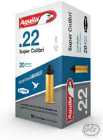 Aguila Super Colibri Handgun Ammunition 1B222339, 22 LR , Solid Point, 20 GR, 500 fps, 50 Rd/bx