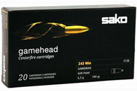 Sako Deerhead Rifle Ammunition PC19022H, 6.5x55 Swedish, Soft Point Bonded Core, 156 GR, 20 Rd/bx