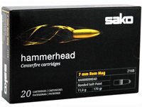 Sako Hammerhead Rifle Ammunition PC27026B, 7mm Remington Mag, Soft Point Bonded Core, 170 GR, 20 Rd/bx