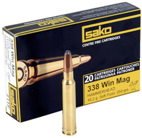 Sako Hammerhead Rifle Ammunition PC37011F, 338 Winchester Mag, Soft Point Bonded Core, 250 GR, 20 Rd/bx