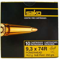 Sako Powerhead Rifle Ammunition PC41077D, 9.3x74mm Rimmed, Barnes TSX, 250 GR, 10 Rd/bx