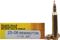 Black Hills Gold Rifle Ammunition 2506BHGN3, 25-06 Remington, Hornady Super Shock Tip (SST), 117 GR, 3100 fps, 20 Rd/bx