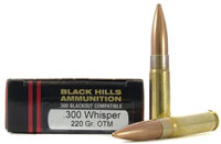 Black Hills Factory New Rifle Ammunition 300WHISPERN2, 300 Whisper, Sierra Open Tip Match(OTM), 220 GR, 1000fps, 20Rd/bx