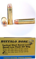 Buffalo Bore Handgun Ammunition 19G/20, 357 Magnum, Jacketed Hollow Point (JHP), 125 GR, 1225 fps, 20 Rd/Bx