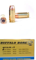 Buffalo Bore Handgun Ammunition 23A/20, 40 S&W +P, Jacketed Hollow Point (JHP), 155 GR, 1300 fps, 20 Rd/Bx