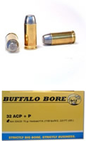 Buffalo Bore Handgun Ammunition 30A/20, 32 ACP +P, Hardcast Flat Nose (FN), 75 GR, 1150 fps, 20 Rd/Bx