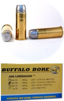 Buffalo Bore Handgun Ammunition 1B/50, 500 Linebaugh, Long Boat-Tail Lead Flat Nose (FN), 435 GR, 1300 fps, 50 Rd/Bx