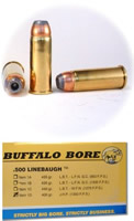 Buffalo Bore Handgun Ammunition 1D/50, 500 Linebaugh, Jacketed Hollow Point (JHP), 400 GR, 1400 fps, 50 Rd/Bx