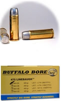 Buffalo Bore Handgun Ammunition 2A/20, 475 Linebaugh, Boat-Tail Lead Flat Nose (FN), 420 GR, 950 fps, 20 Rd/Bx