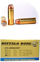 Buffalo Bore Handgun Ammunition 2D/20, 475 Linebaugh, Jacked Flat Nose (FN), 400 GR, 1400 fps, 20 Rd/Bx