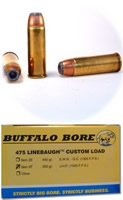 Buffalo Bore Handgun Ammunition 2F/50, 475 Linebaugh, Jacketed Hollow Point (JHP), 350 GR, 1500 fps, 50 Rd/Bx