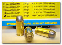 Buffalo Bore Handgun Ammunition 45S255, 45 Super, Hard Cast Flat Nose (FN), 255 GR, 1075 fps, 50 Rd/Bx