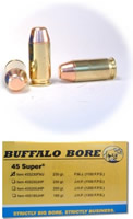 Buffalo Bore Handgun Ammunition 45S230 F.M.J., 45 Super, Full Metal Jacket (FMJ), 230 GR, 1100 fps, 50 Rd/Bx