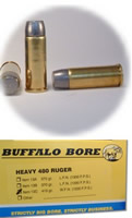 Buffalo Bore Handgun Ammunition 13C/20, 480 Ruger, Long Boat-Tail Lead Wide Nose, 410 GR, 1200 fps, 20 Rd/Bx