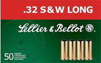 Sellier & Bellot Pistol Ammuntion SB32SWLA, 32 S&W Long, Lead Round Nose (RN), 100 GR, 885 fps, 50 Rd/bx