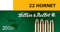 Sellier & Bellot Rifle Ammuntion SB22HA, 22 Hornet, Full Metal Jacket (FMJ), 45 GR, 2690 fps, 20 Rd/bx