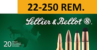 Sellier & Bellot Rifle Ammunition SB22250A, 22-250 Remington, Spitzer Boat Tail, 55 GR, 3680 fps, 20 Rd/bx