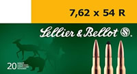 Sellier & Bellot Rifle Ammuntion SB76254RB, 7.62MM X 54MM Russian, Soft Point (SP), 180 GR, 2575 fps, 20 Rd/bx