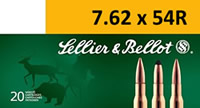 Sellier & Bellot Rifle Ammuntion SB76254RC, 7.62MM X 54MM Russian, Boat Tail Hollow Point (HP), 174 GR, 2615 fps, 20 Rd/bx