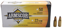 Armscor Precision Pistol Ammunition 50029, .22 TCM, Jacketed Hollow Point (JHP), 40 GR, 2100fps, 50 Rd/bx