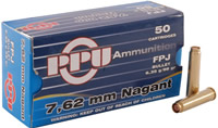 Prvi Partizan Pistol Ammunition PP-R7.1, 7.62 Russian Nagant, Full Metal Jacket (FMJ), 98 GR, 50 Rd/bx