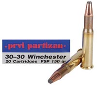 Prvi Partizan Rifle Ammunition PP3.31, 30-30 Winchester, Flat Nose  Soft Point (SP), 150 GR, 2378 fps, 20 Rd/bx