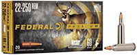 Federal Premium Vital-Shok Rifle Ammunition P22250G, 22-250 Remington, Nosler Partition, 60 GR, 3500 fps, 20 Rd/bx