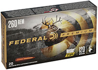 Federal Premium Vital-Shok Rifle Ammunition P260B, 260 Remington, Nosler Ballistic Tip, 120 GR, 2950 fps, 20 Rd/bx