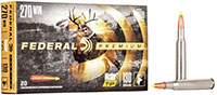 Federal Premium Vital-Shok Rifle Ammunition P270F, 270 Winchester, Nosler Ballistic Tip, 130 GR, 3060 fps, 20 Rd/bx