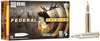 Federal Premium Vital-Shok Rifle Ammunition P300WTT1, 300 Winchester Mag, Trophy Bonded Tip, 180 GR, 2960 fps, 20 Rd/bx