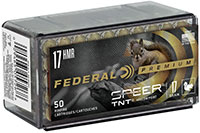 Federal Premium V-Shok Ammunition P770, 17 HMR, TNT Jacketed Hollow Point (JHP), 17 GR, 2530 fps, 50 Rd/bx