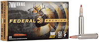 Federal Premium Vital-Shok Rifle Ammunition P7RH, 7 mm Remington Mag, Nosler Ballistic Tip, 150 GR, 3025 fps, 20 Rd/bx