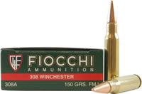 Fiocchi Shooting Dynamics Rifle Ammunition 308A, 308 Winchester, Full Metal Jacket Boat-Tail, 150 GR, 2890 fps, 20 Rd/bx