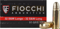 Fiocchi Shooting Dynamics Pistol Ammunition 32SWLA, 32 Smith & Wesson Long, Full Metal Jacket (FMJ), 97 GR, 800 fps, 50 Rd/bx