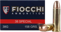 Fiocchi Shooting Dynamics Pistol Ammunition 38G, 38 Special, Full Metal Jacket (FMJ), 158 GR, 930 fps, 50 Rd/bx