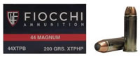 Fiocchi Handgun Ammunition 44XTPB25, 44 Remington Mag, Hornady XTP JHP, 200 GR, 1490 fps, 25 Rd/bx