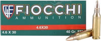 Fiocchi Shooting Dynamics Rifle Ammunition 46EXA, 4.6X30 H&K, Full Metal Jacket (FMJ), 40 GR, 1900 fps, 50 Rd/bx