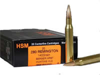 HSM Trophy Gold Rifle Ammunition 280140VLD, 280 Remington, Berger Match Hunting VLD, 140 GR, 2806 fps, 20 Rd/bx